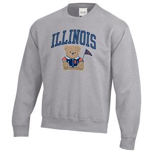 Image of ILLINOIS TEDDY BEAR BIG COTTON CREWNECK SWEATSHIRT - oxfordheather (SKU: 159935024000046) Image of ILLINOIS TEDDY BEAR BIG COTTON CREWNECK SWEATSHIRT - oxfordheather